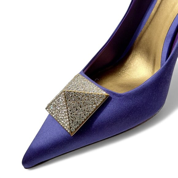 Valentino Garavani Womens One Stud 100mm Violet Satin Pumps -Size EU 38- (0574) - Picture 14 of 16
